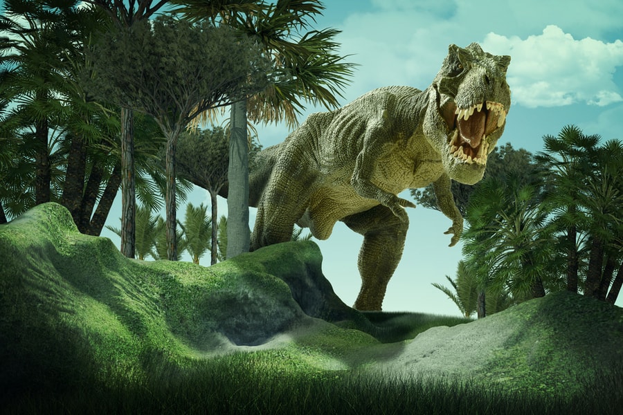 3D Rendering Scene Of The Giant Dinosaur Destroy The Park