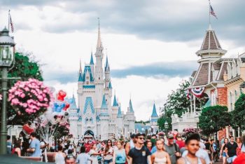 Blurred People Walking At Disney World