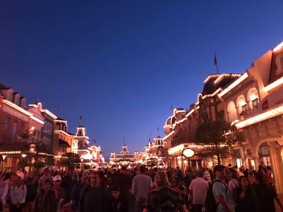 People Walking At Night In Disney World