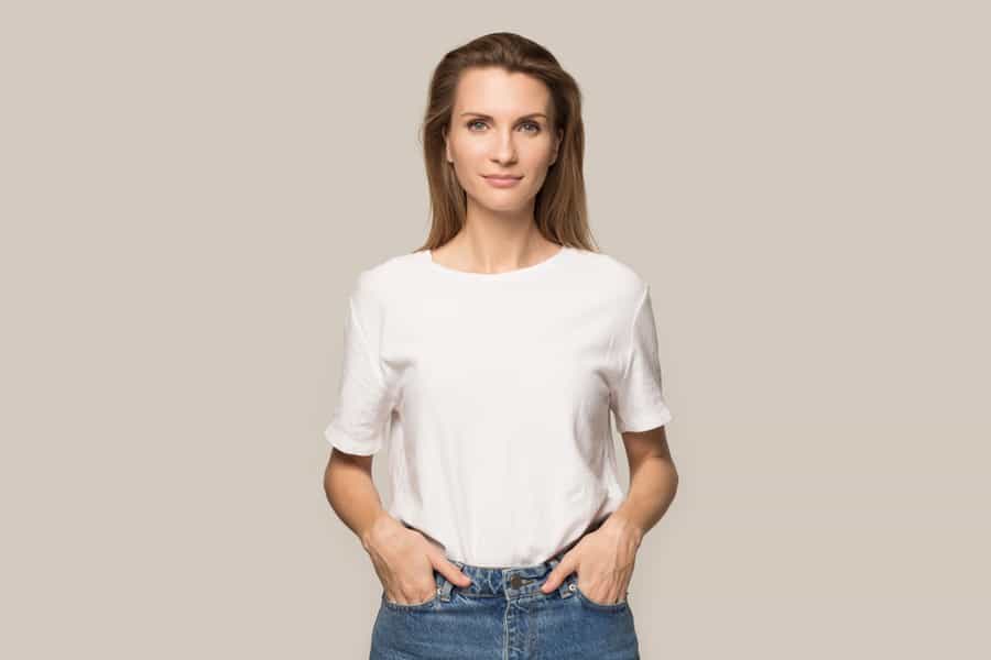 Woman Wearing White T-Shirt