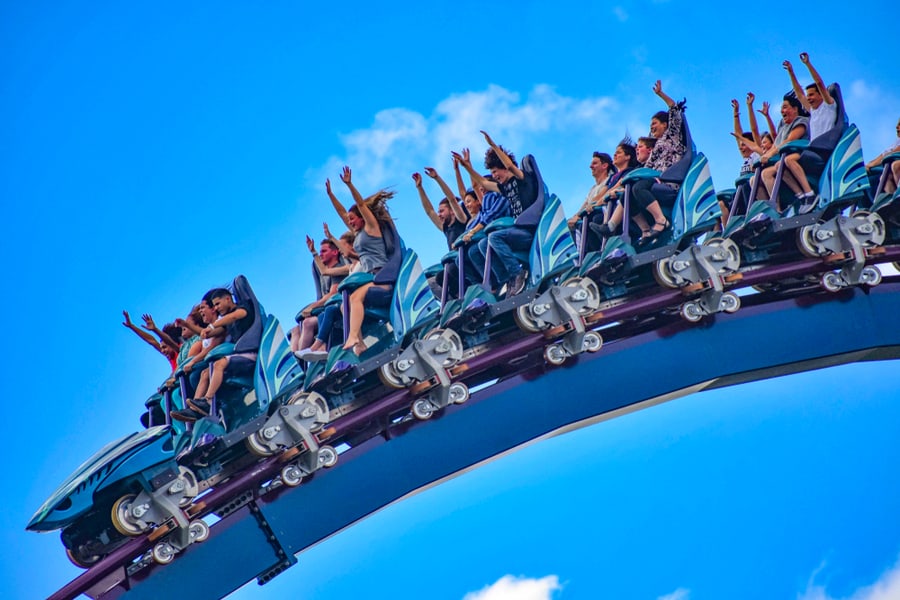 People Having Fun Rollercoaster Ride At Seaworld In International Drive Area