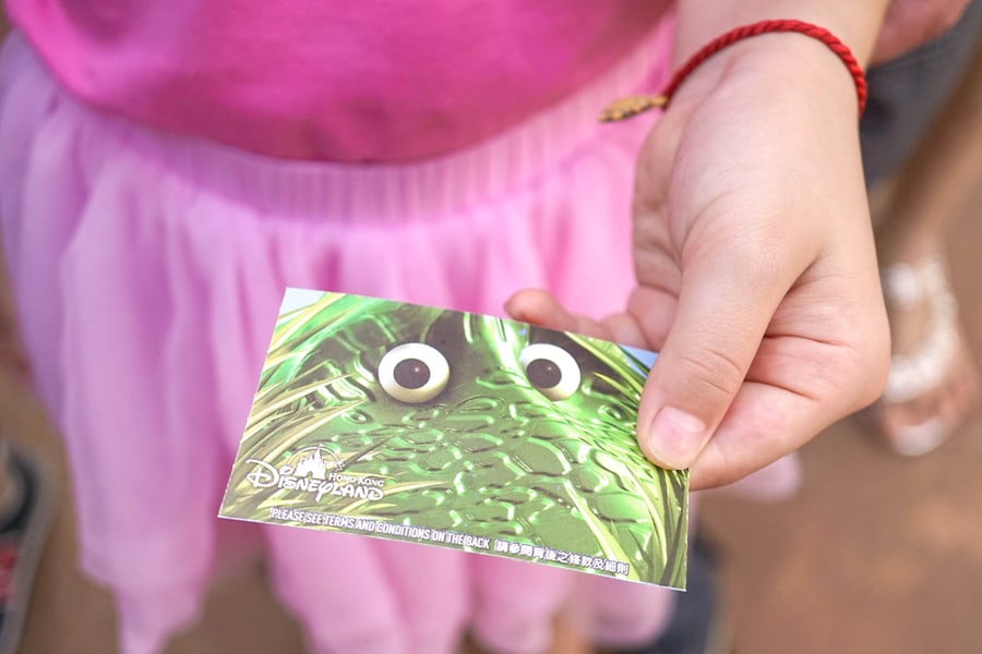 A Girl In A Pink Princess Dress Is Holding Amusement Ticket In Her Hand