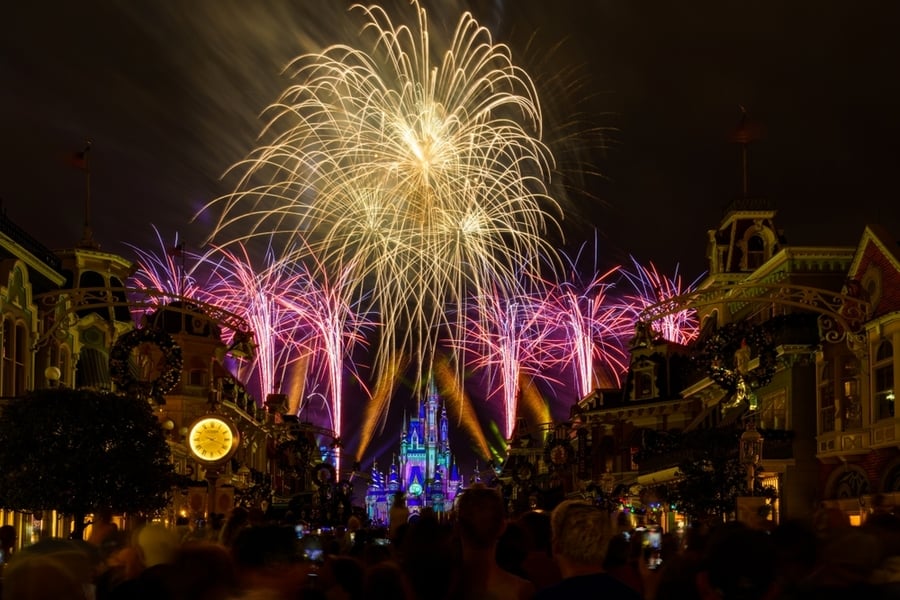 Beautiful Firework Display Over The Magic Kingdom Castle