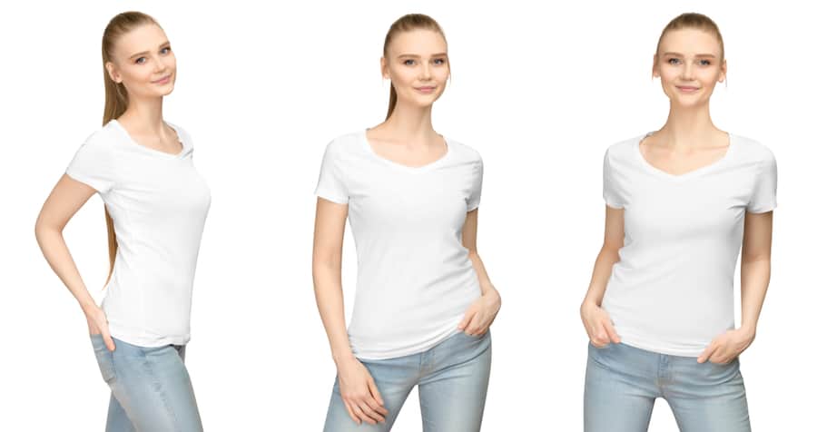 Girl In Blank White Tshirt Mockup Design For Print
