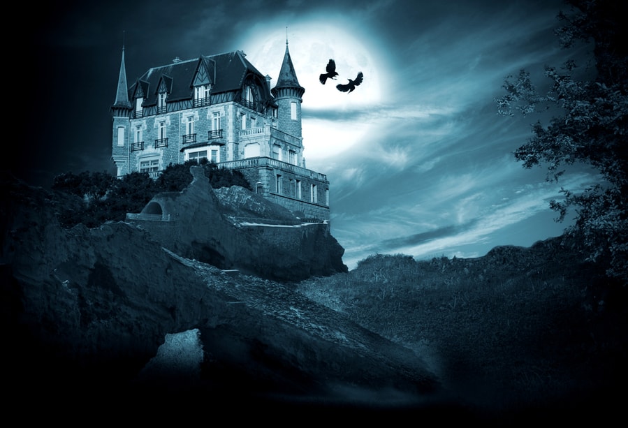 Halloween Castle With Moon, Night