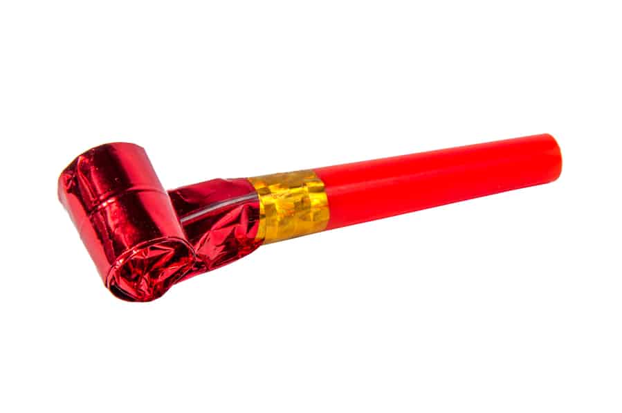 Party Red Foil Whistle Or Noise Maker Horn Rolled