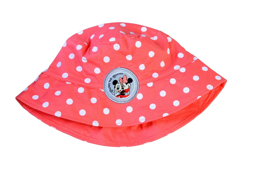 Pink Panama Hat With A Picture Of Cartoon Characters From Mickey Mouse
