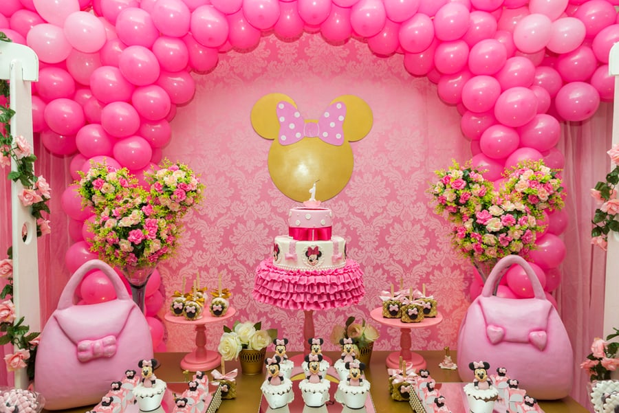 Sweet Table Decoration In Children's Party With Minnie Mouse Theme